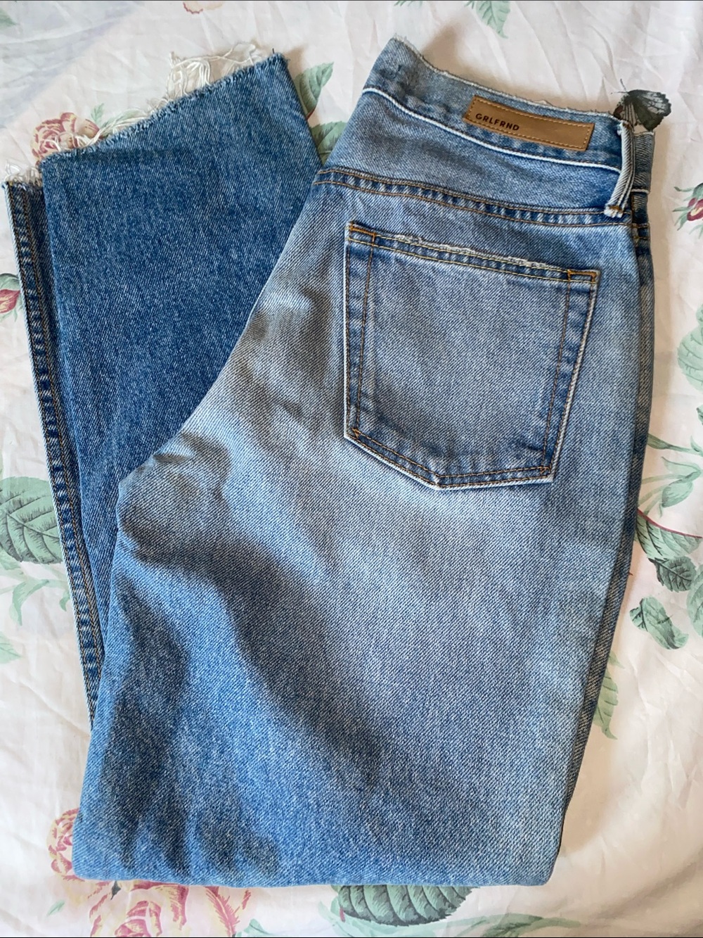 GRLFRND Two-Tone Blue Denim Jeans